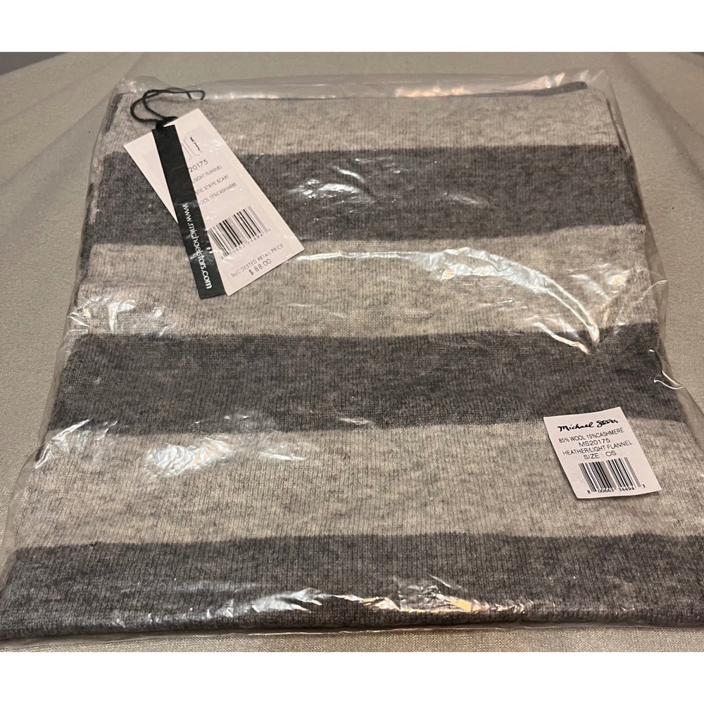 Michael Stars Wool Cashmere Simplistic Stripe Scarf Heather Flannel MS20175